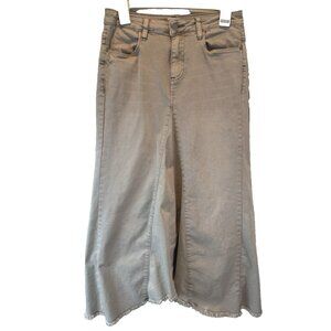 Wash Lab Almond Asymmetrical Raw Hem Maxi Skirt 27 Casual Chic Soft Utility